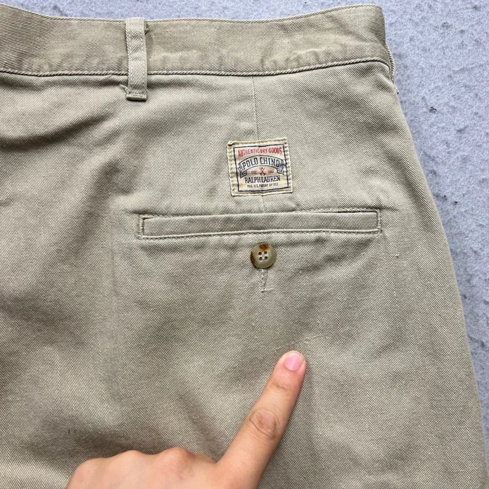 Vintage Polo Ralph Lauren Polo Chino Pants Khaki Tan Pleated 42x32 Mens